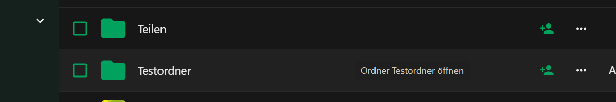 Ordnerauswahl in der Grünen Wolke